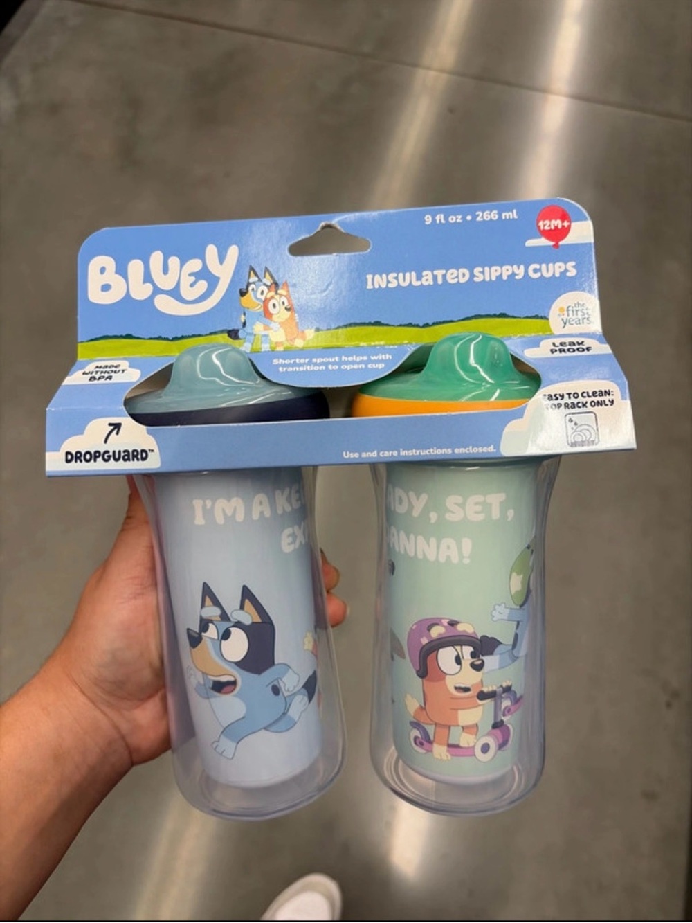 Bluey Insulated Sippy Cups Set - Light Blue & Mint